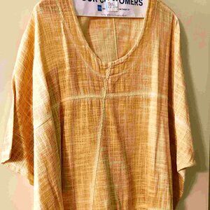 Italian Linen top size 3 xxlg Yellow Golden Transparente